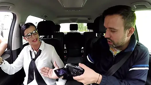 Hard sex in car with tattooed busty MILF