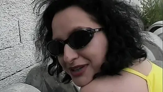 Horny MILF Fucks Two Guys in the Parking Lot