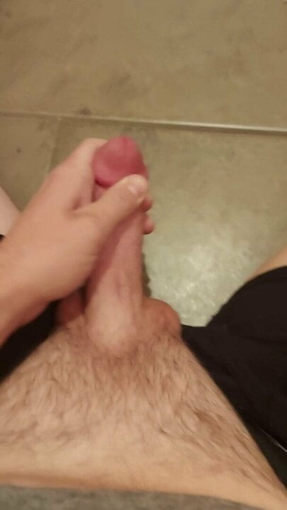 Stroking my cock and horny before work