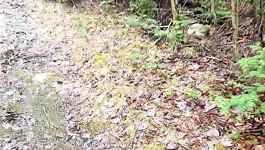 pussy pissing  water on the rock