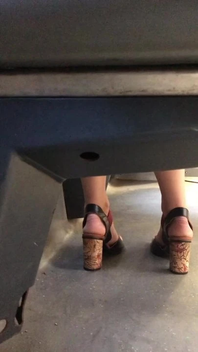 Pretty girl in heeled sandals