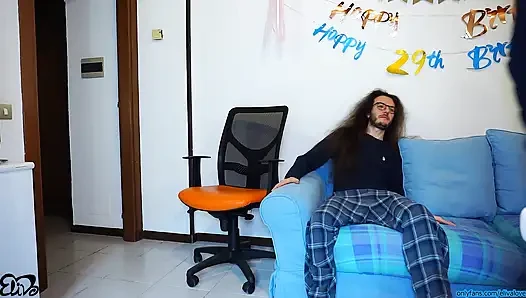He was focused on the game, I on his hard cock (I swallow cum)
