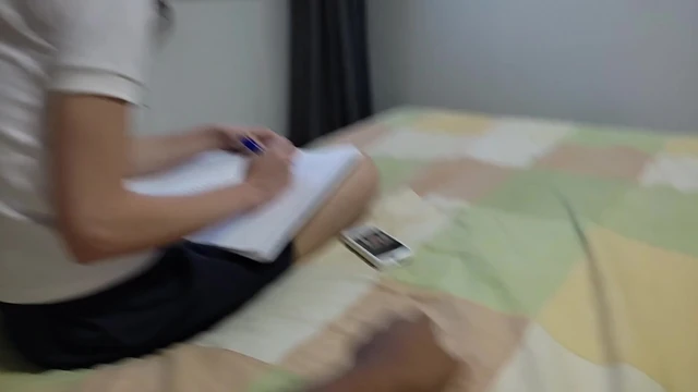 Perverted stepfather interrupts his stepdaughter's study
