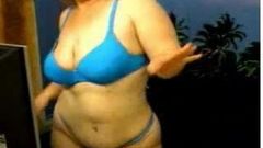 Phat Girl in a Tight Blue Dress Strips Off By RB