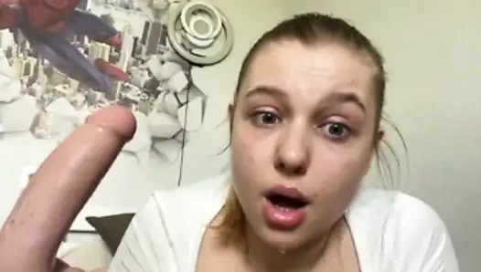 Грязный минет с дилдо с Jucielussie и пощечиной задницы