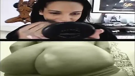 Brunette honey hampir tidak bisa muat alat pejantan hitam besar di mulutnya