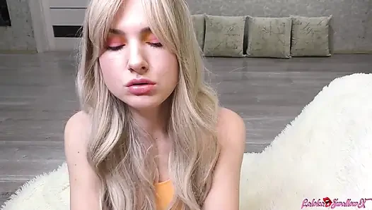 Sexy girlfriend gloved jerk off dick and footjob before bedtime - POV