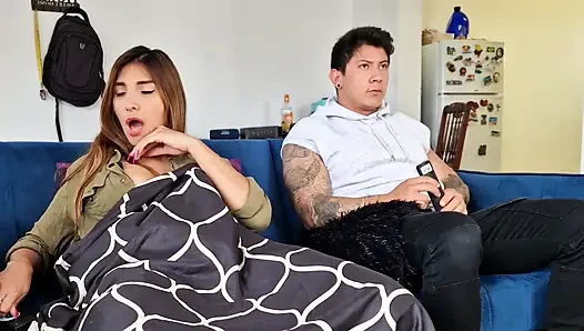 Horny MILF hides her sex machine under the covers! And her stepson discovers it!