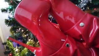 女性lハイヒール赤いセクシーなブーツ。