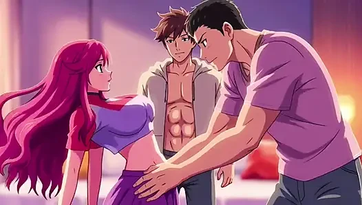 Step brother catches step sister fucking with boyfriend and joins them Threesome