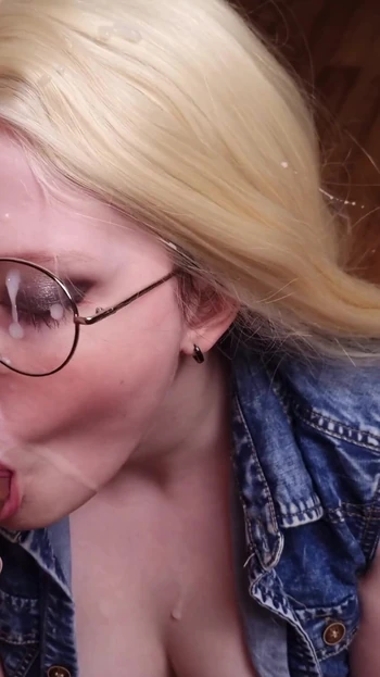 Key moment from "A super petite 20-year-old Russian blonde sucks a giant cock!"
