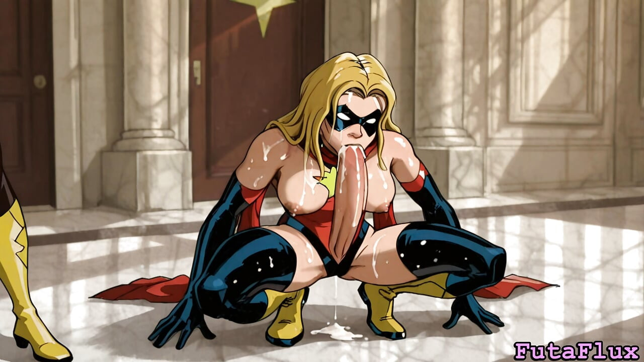 Futanari Carol Danvers - Masturbating, Cumshots, Selfsucking and more!