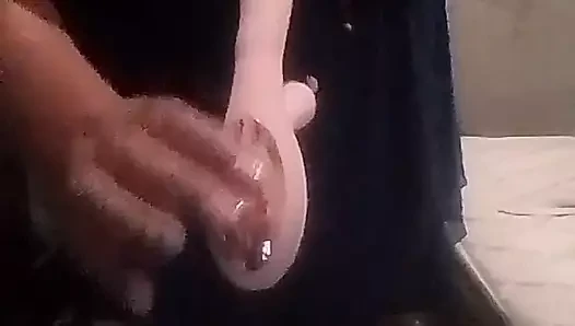 Dildo in the tight pussy of a perverted milf eager for cock
