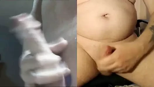 Adam kamerada benimle güzel yağlanmış horoz okşayarak.