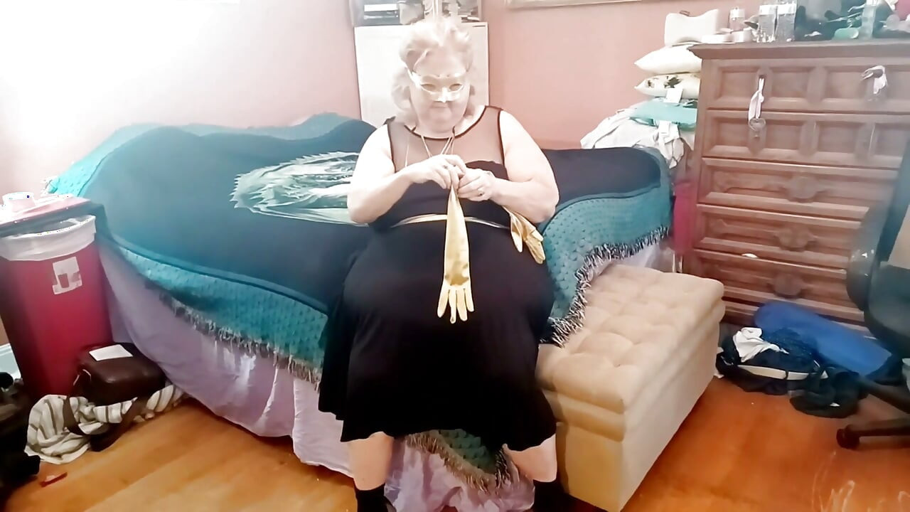 Satin Gold Gloves Fetish Play BBW Style