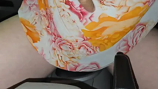 Cute girl showing us how she fucks a car gear shift