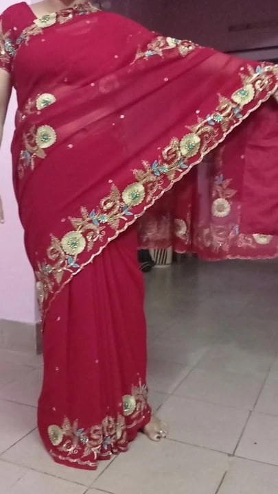 My real hot stepmom red saree