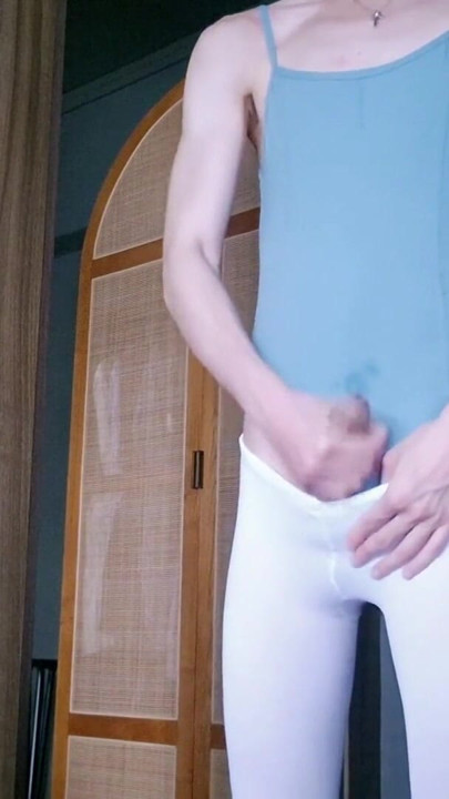 Slim Asian Ballet Boy Teasing and Cumming in Leotard & Tights | Clip 2