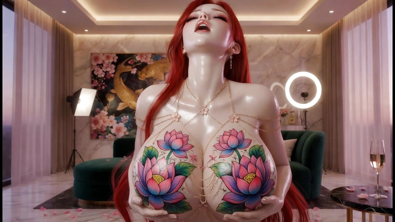 Massive Tits & Belly Tattoo Tease - Busty Mature Slut Slow Seduction 3D Hentai