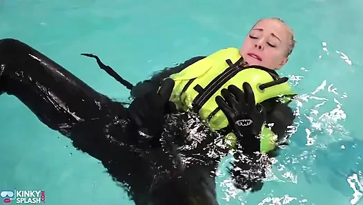 Neoprene Lust: Inflatable Snorkel Vest Pleasure in the Pool