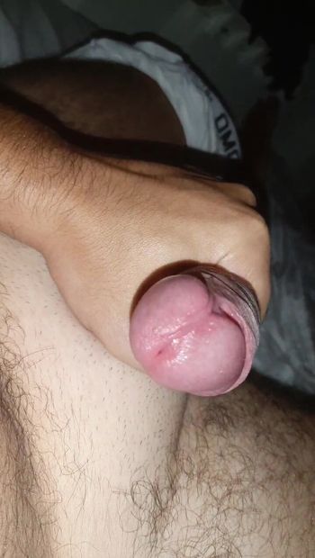 Wake up with hard uncut cock and foreskin full of precum