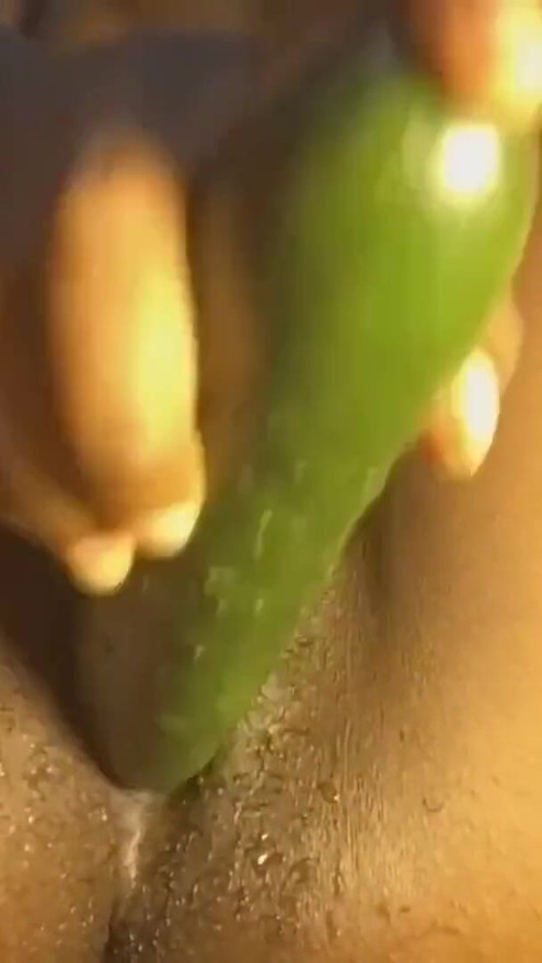 cucumber in my pussy and orgasm | Clip 2