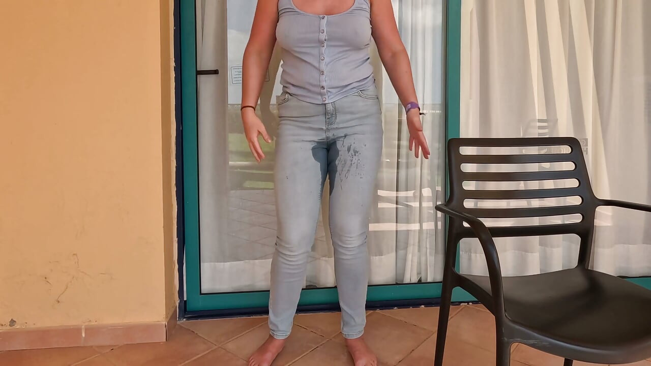 Balcony Full Bladder - Locked and Wetting Jeans