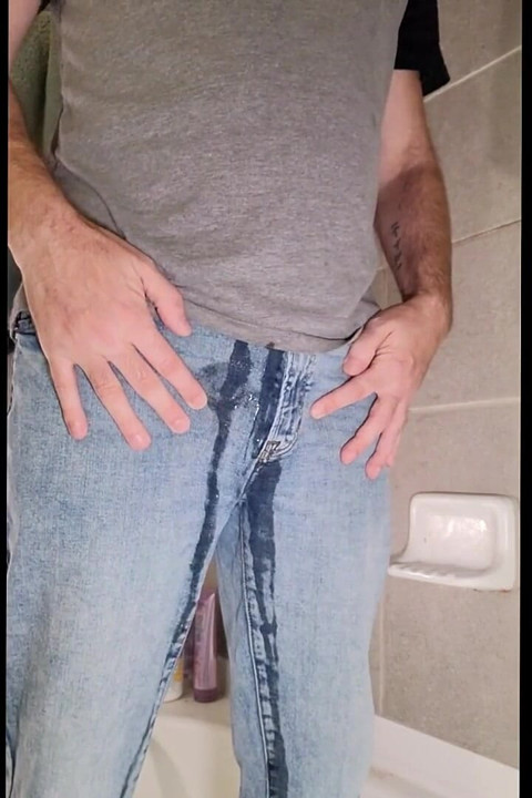 Wetting My Jeans, Playing with My Pee, and Cumming Hard