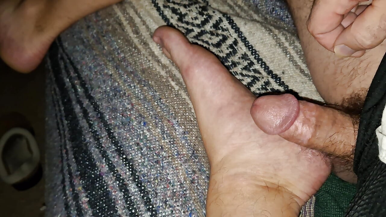 Stroking my cock and getting ready to cum