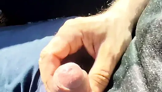 Almost caught! He jerks off in traffic in front of me, I love watching. Big cumshot! Part 1