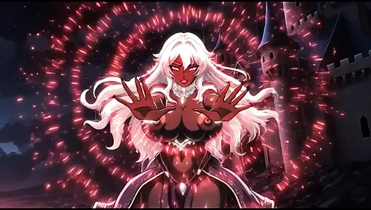 Gadis penyihir gelap menari di kastilnya (animasi Ai)