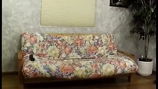 Guy eats hot black pussy on couch then fucks doggystyle