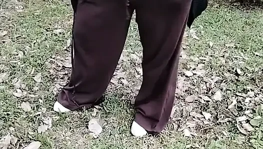 My stepmother walking in a transparent T-shirt.