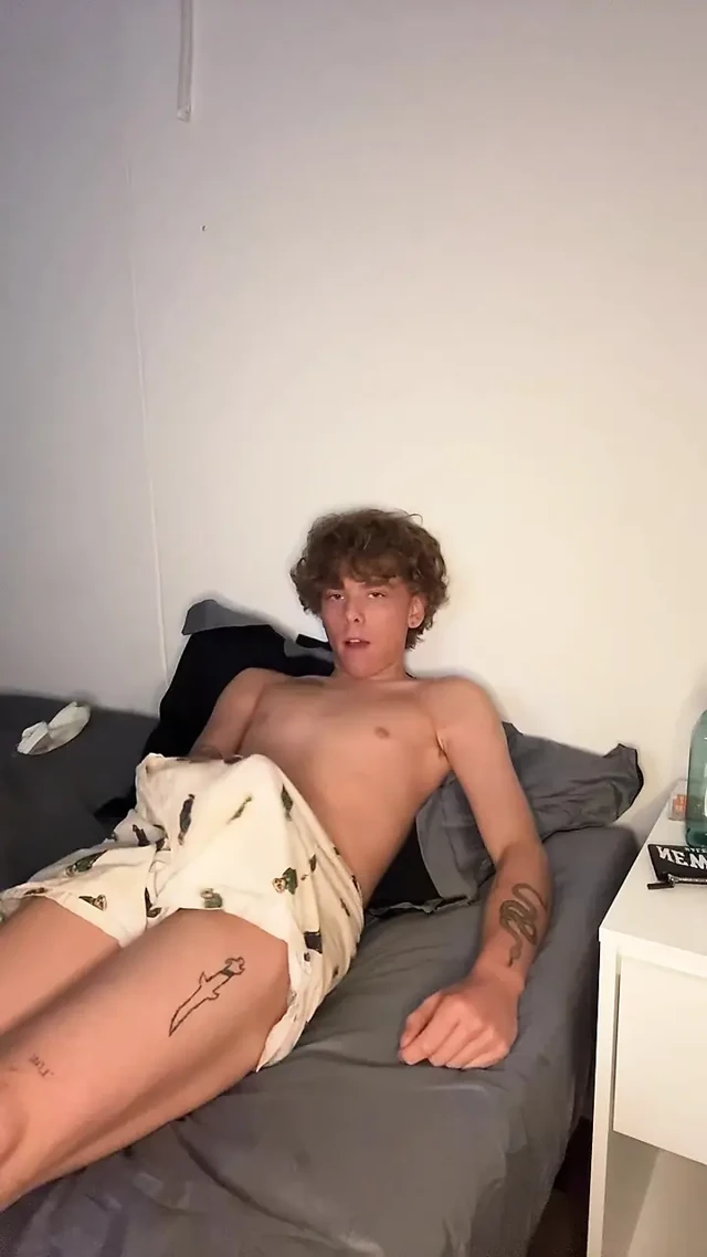 Hot Blonde Twink Jerks Off Into Sock