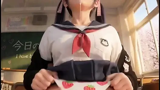 Kız öğrenci cosplay (+18) anime, teneffüste şehvet hissediyor