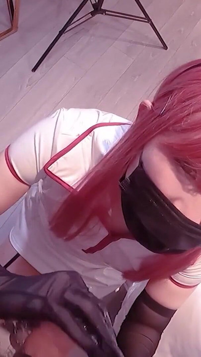 チェーンソーマン、マキマ看護師 コスプレイヤー ハンドジョブ、フェラチオ 日本コスプレ |クリップ1