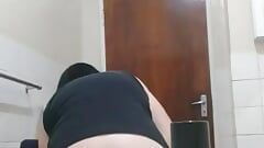 I hid my phone in the bathroom and caught my stesister masturbating