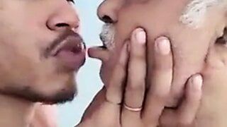 Indian oldman kissing