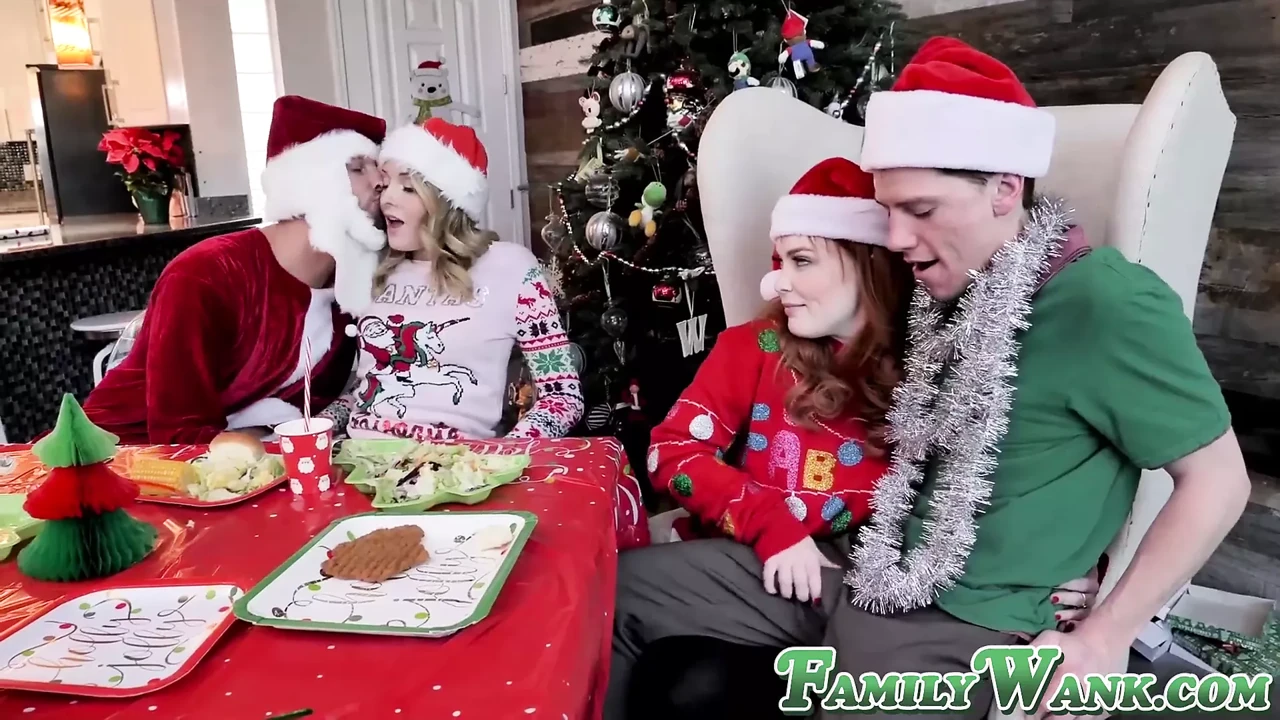 Christmas time for stepfamily ends up in hot wild foursome