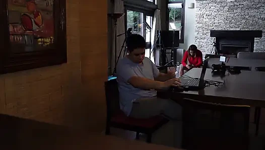 My friend drilled my wife's pussy while I was working... next to them!