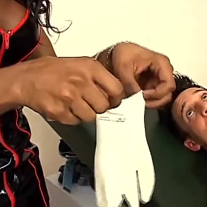 Black Tranny with Monster Cock Gives a Blowjob with a Finger in the Ass to a Guy and Then Ass Fucks Him