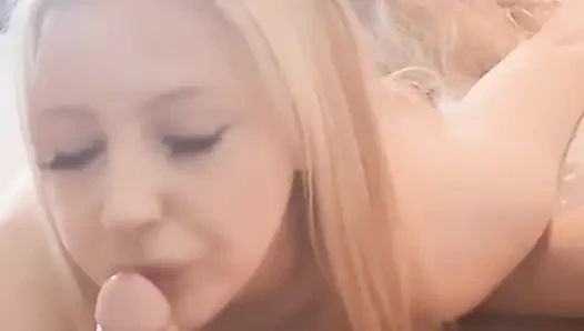 Zelex- blonde tart gets mouth spunked in while grinding  cunt on friends face