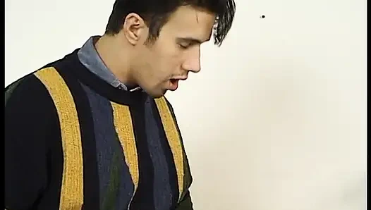 Busty brunette pussy licked before riding dick in vintage video