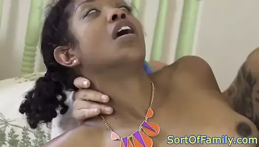 Black stepdaughter pussypounded after riding