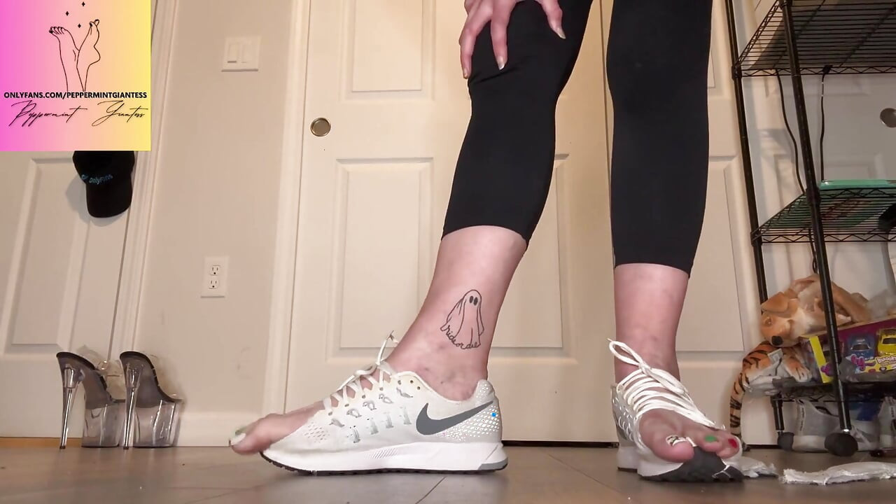 Ripping the Tongues Out of Another Pair of Tiny Sneakers Size 10 Vs 16 Feet