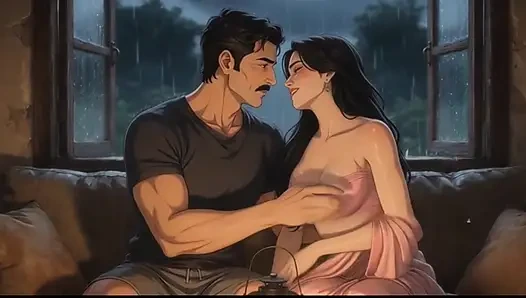 Barsaat Ki Raat Mein Padosi Ne Akeli Bhabhi Ko Tarpa Diya