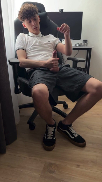 Iconic moment from "Curly twink guy jerked off after college and cum"
