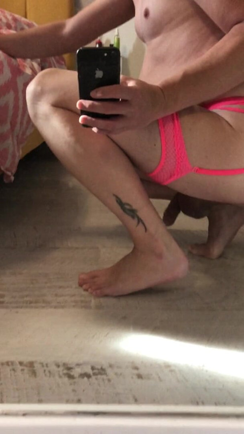 In My Girlfriends Lingerie I want to Masturbate Watching Me in The Mirror Voyeur Cam. For My Transgirl Masturbation Slut