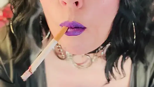 Tina's In Her Satin Gloves Again! Smoking A Cork Cigarette With Dangles, Snap Inhales & Drifting Smoke