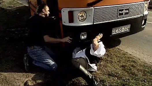 Two stunning French babes getting assholes drilled in outdoor threesome